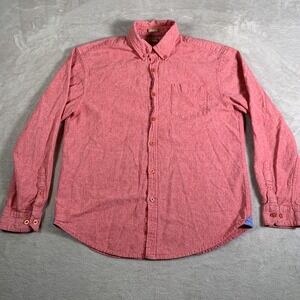 bruno Shirt Mens Medium Red Washable Linen Button Down Long Sleeve Casual Pocket